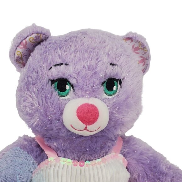 Build A Bear Anna Disney Frozen‎ Purple Teddy Suffed Animal 18 Inch w/ Dress - Picture 5 of 9